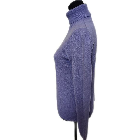 Charter Club 2-Ply 100% Cashmere Blue/Lavender Turtleneck Thin Knit Sweater M - Picture 2 of 6